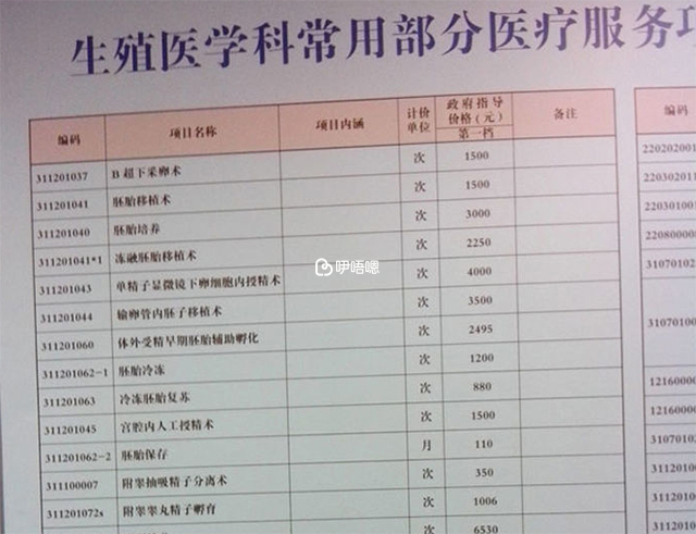 天津醫大二院試管檢查專案價格表