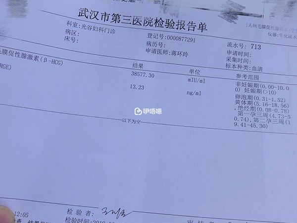 hcg檢查報告單